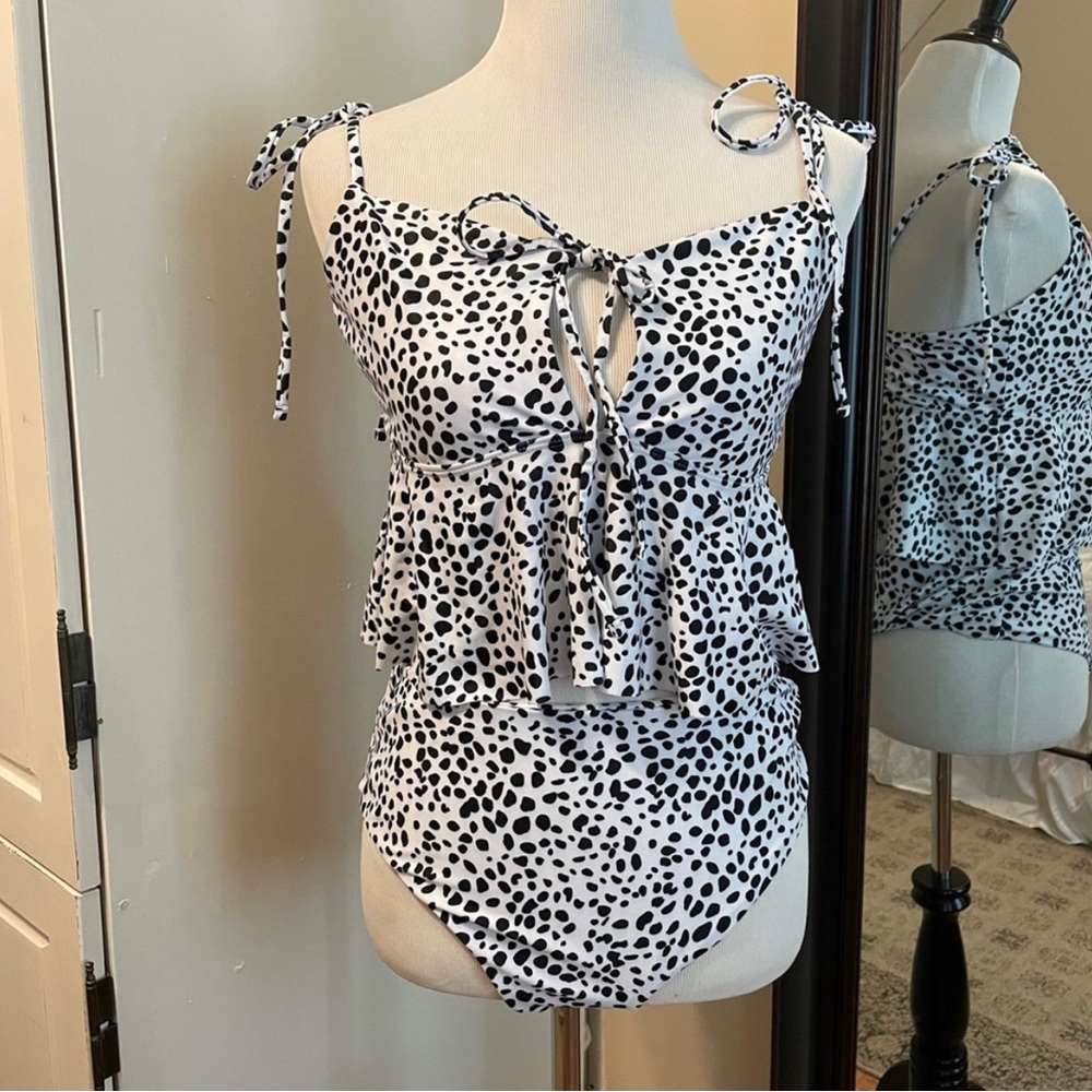 Shein XL White & Black Bikini